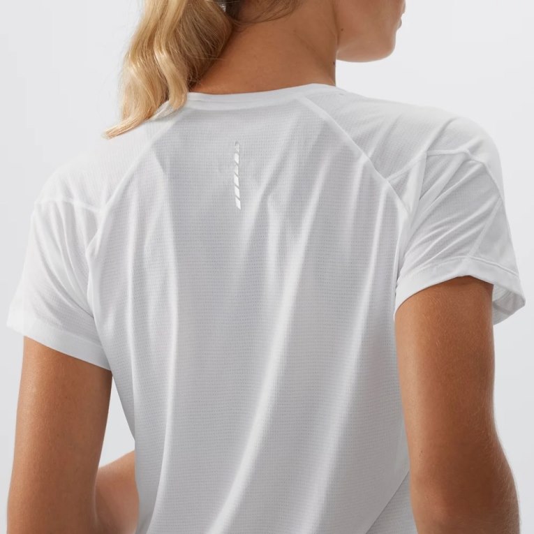 White Salomon Cross Run Short Sleeve Women's T-Shirts | PH 10987A